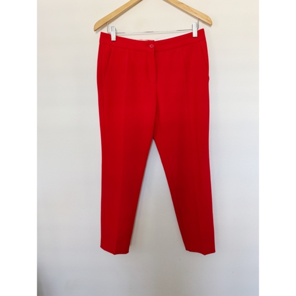 Maje Italian Casual Tailored Crepe Crop Pant in Red 6/8 38 - Picture 2 of 8